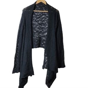 Laurie B Black Wool Blend Knit Open Cardigan Sweater Size Medium